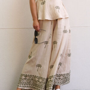 EMBROIDERED PALM PANT